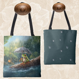 Whimsical Cotattcore Frog Rainy Day Ästhetik Tasche