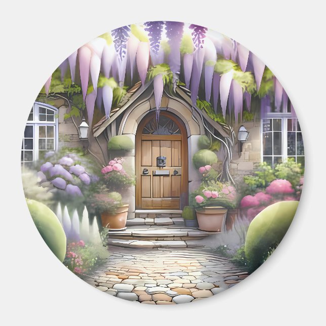 Whimsical Cottage Garden Pathway Magnet (Vorne)
