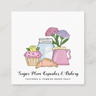 Whimsical Country Cupcakes Bäckerei Business Card Quadratische Visitenkarte