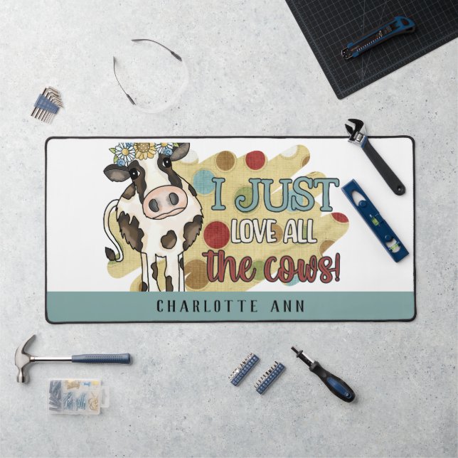 Whimsical Cow Farmhouse Personnalisé (Poste de travail)