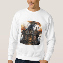 Whimsical Cozy Halloween Cottage Fantasy Artwork Sweatshirt