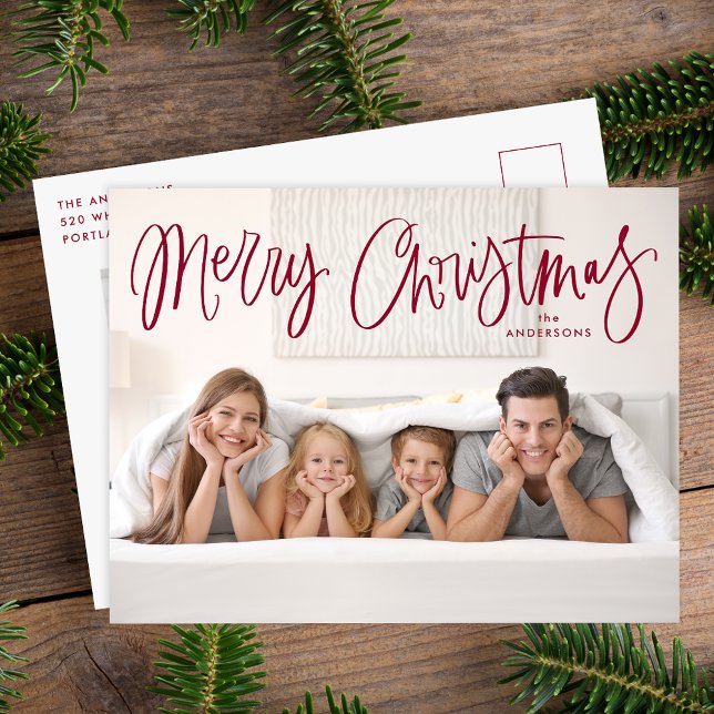 Whimsical Cranberry Script Frohe Weihnachten 2 Fot (Von Creator hochgeladen)