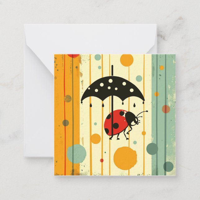 Whimsical Critters & Raindrop Ditties: Ladybug Mitteilungskarte (Vorderseite)