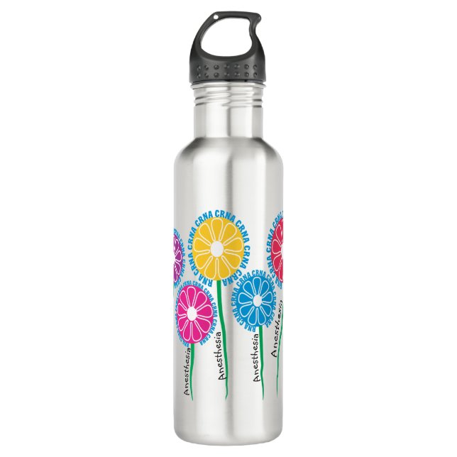Whimsical CRNA-Blume Edelstahlflasche (Vorderseite)