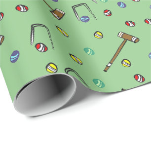 Whimsical Croquet farbenfroh handGezeichnet Sage G Geschenkpapier