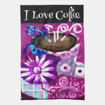 Whimsical Cup Coffee Abstrakt Painting Lila