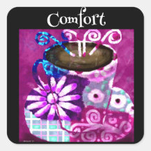 Whimsical Cup Coffee Abstrakt Painting Lila