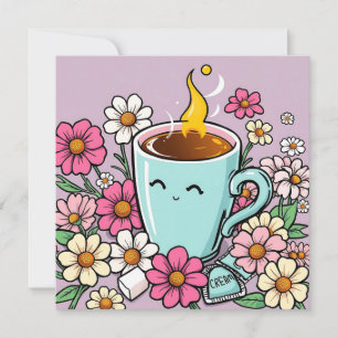 Whimsical Cup of Warm Coffee and Blume