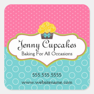 Whimsical Cupcake Bakery Box Siegel Quadratischer Aufkleber