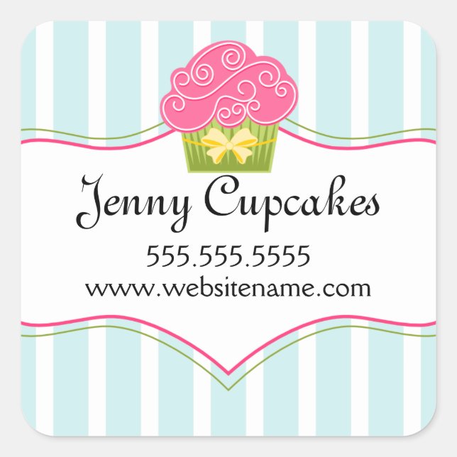 Whimsical Cupcake Bakery Box Siegel Quadratischer Aufkleber (Vorderseite)