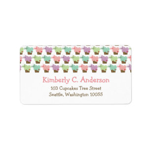 Whimsical Cupcakes Tree Butterflies Sweet Birthday Adressaufkleber
