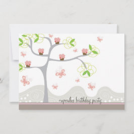 Whimsical Cupcakes Tree Butterflies Sweet Birthday Einladung