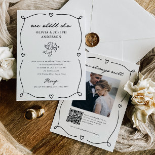Whimsical Cupid Wir erneuern unsere Hochzeitsgel Einladung