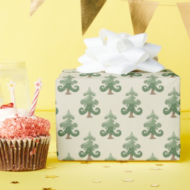 Whimsical Curvy Christmas Tree Pattern Geschenkpapier (Geburtstagsparty)