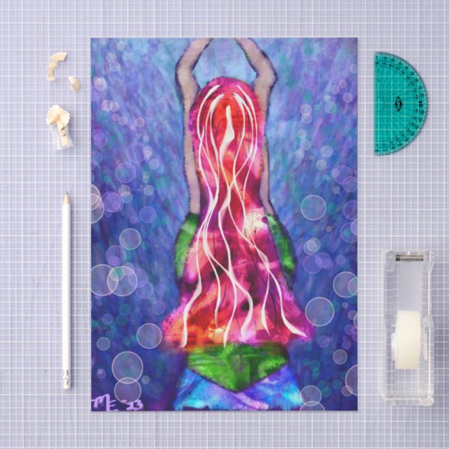 Whimsical Curvy Meerjungfrau Nautical Coast Decoup Seidenpapier (Handwerk)