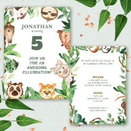 Whimsical Custom Animal Jungle Birthday Invitation Einladung