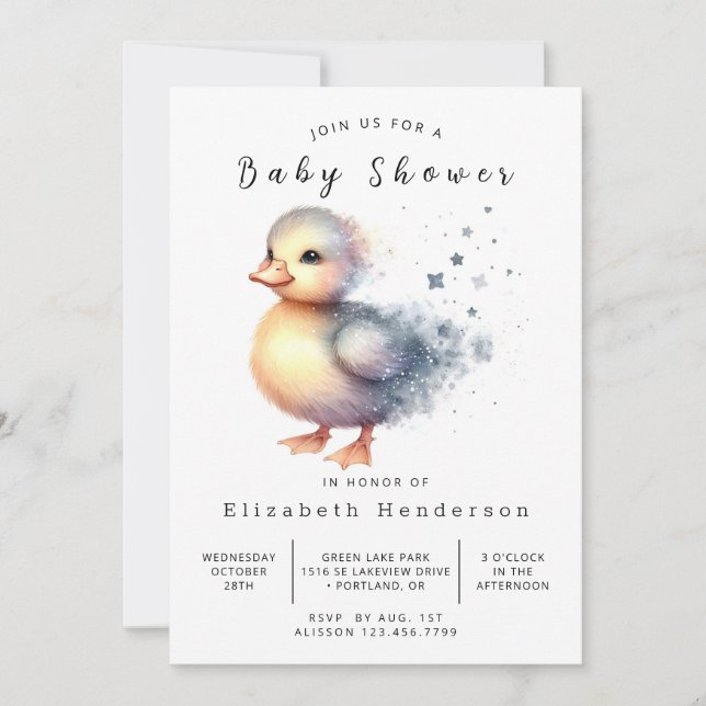 Whimsical Custom Duck Baby Duck Einladung (Vorderseite)