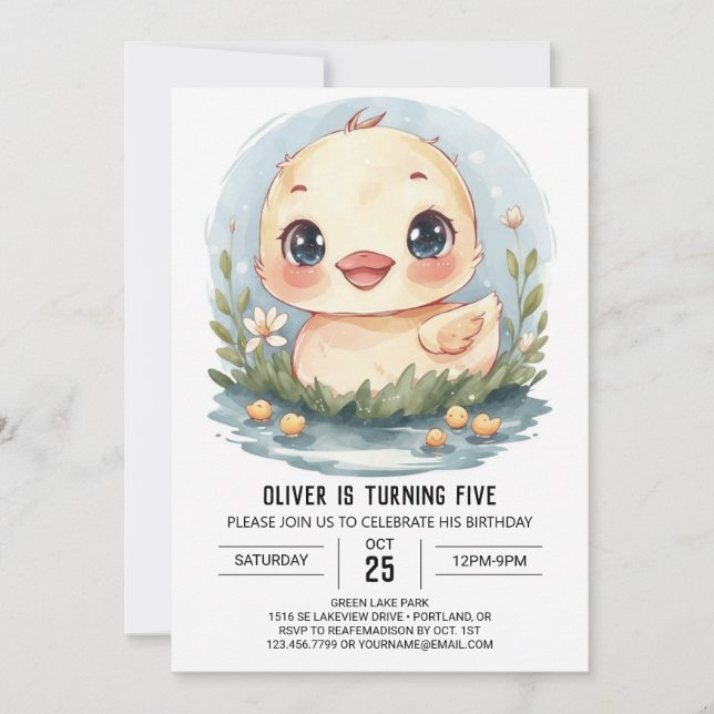 Whimsical Custom Duck Geburtstag Einladung (Vorderseite)