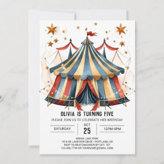 Whimsical Custom Fun Circus Geburtstag Einladung