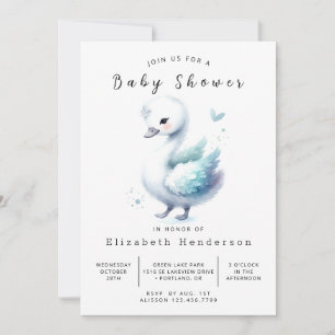 Whimsical Custom Swan Baby Dusche Einladung