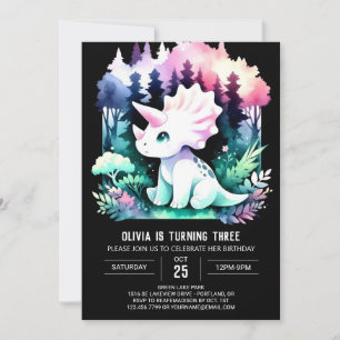 Whimsical Custom Triceratops Geburtstag Einladung