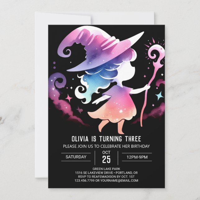 Whimsical Custom Wizard Geburtstag Einladung (Vorderseite)