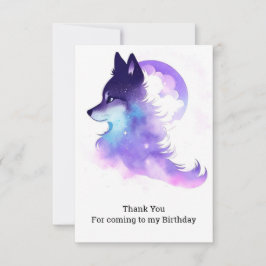 Whimsical Custom Woodland Wolf Geburtstag Dankeskarte