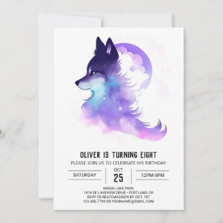 Whimsical Custom Woodland Wolf Geburtstag Einladung