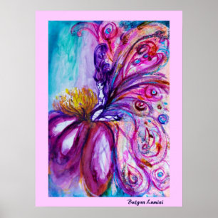 WHIMSICAL CUTE BLUMEN-FEE IN ROSA,GOLD FUNKEN POSTER