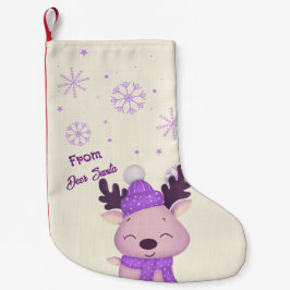 Whimsical Cute Purple Reindeer Christmas Stocking Kleiner Weihnachtsstrumpf