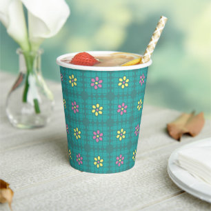whimsical daiscal floral pattern picknick Kind Pappbecher