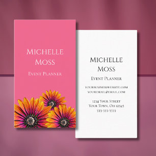 Whimsical Daisies Boho Pink farbenfroh Visitenkarte