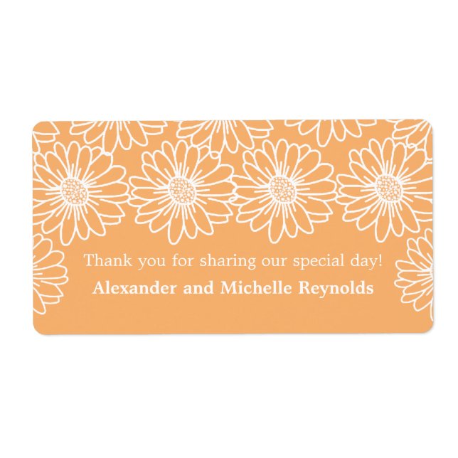 Whimsical Daisies Wedding Labels, Orange (Vorne)