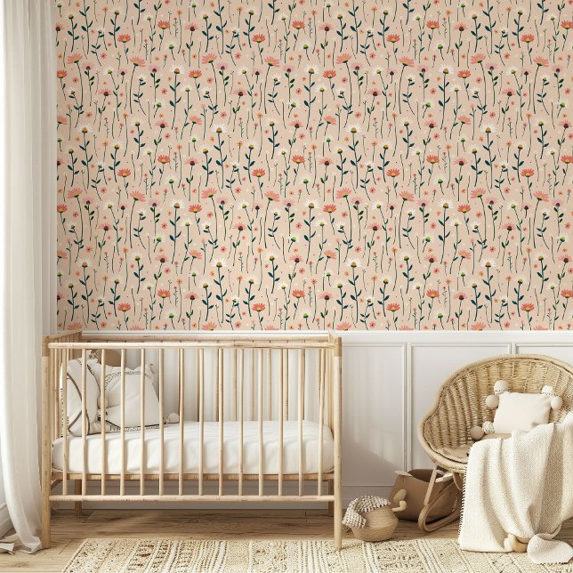 Whimsical Daisy Blume Blush Baby Girl Kinderzimmer Tapete (Von Creator hochgeladen)