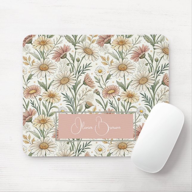 Whimsical Daisy Garden Aesthetic Custom Mousepad (Mit Mouse)
