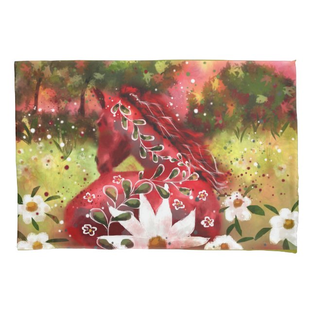 Whimsical Daisy Horsting in Field Abstrakt Art Kissenbezug (Vorderseite)