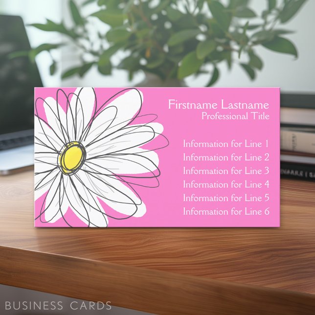 Whimsical Daisy - pink Visitenkarte (Custom Business Card - Online Template Plus Low Quantity Printing)