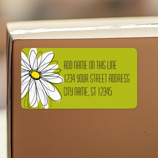 Whimsical Daisy - Rücksendeadresse Adressaufkleber (Personalized return address label)