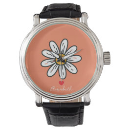 Whimsical Daisy Timepiece - Helle, florale Kunst Armbanduhr
