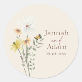 Whimsical Daisy Yellow Wildblume Runder Aufkleber