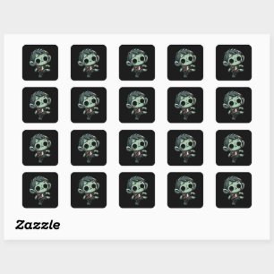 Whimsical Dancing Zombie - Halloween Untot Quadratischer Aufkleber