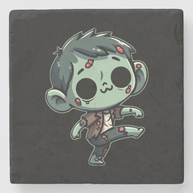 Whimsical Dancing Zombie - Halloween Untot Steinuntersetzer (Vorderseite)