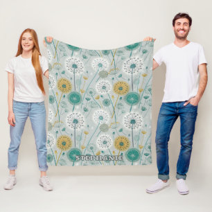 Whimsical Dandela - Gelb, Weiß und Aquamarin Fleecedecke