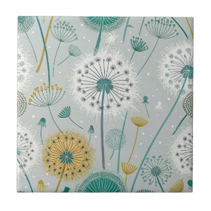Whimsical Dandela - Gelb, Weiß und Aquamarin Fliese