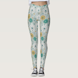 Whimsical Dandela - Gelb, Weiß und Aquamarin Leggings