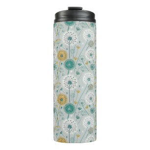 Whimsical Dandela - Gelb, Weiß und Aquamarin Thermosbecher