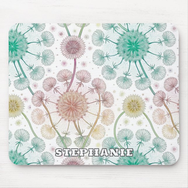 Whimsical Dandelion Breeze - Pastel Botanical Mousepad (Vorne)