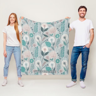 Whimsical Dandelion & Floral Folk Art Nahtlos (2) Fleecedecke