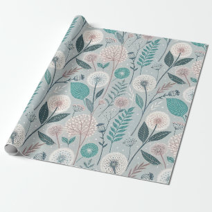Whimsical Dandelion & Floral Folk Art Nahtlos (2) Geschenkpapier