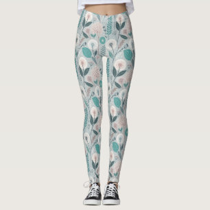 Whimsical Dandelion & Floral Folk Art Nahtlos (2) Leggings